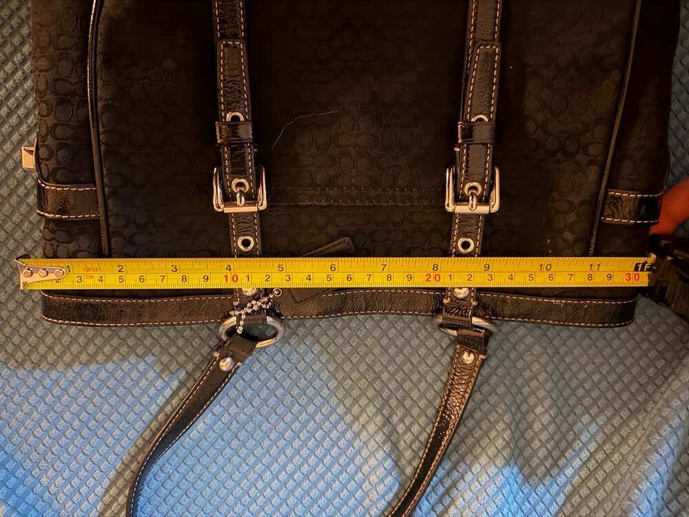 Y2K Vintage Coach Signature Jacquard Gallery Tote Bag — Black & Silver - Picture 12 of 15